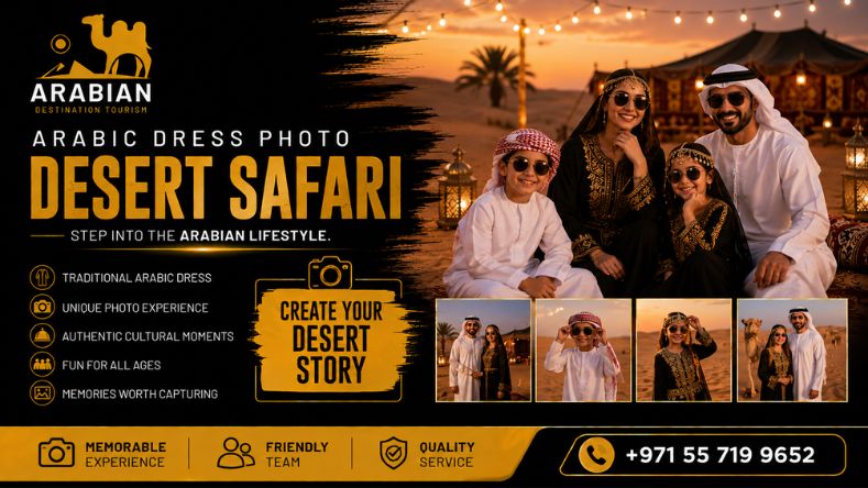 Family enjoying a Dubai desert safari camp