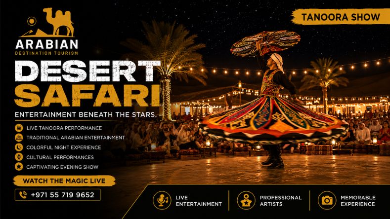 Relaxed desert safari camp dining in Dubai