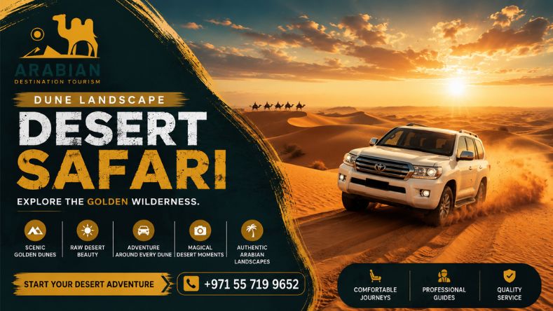 Desert safari 4x4 vehicles on the Dubai dunes