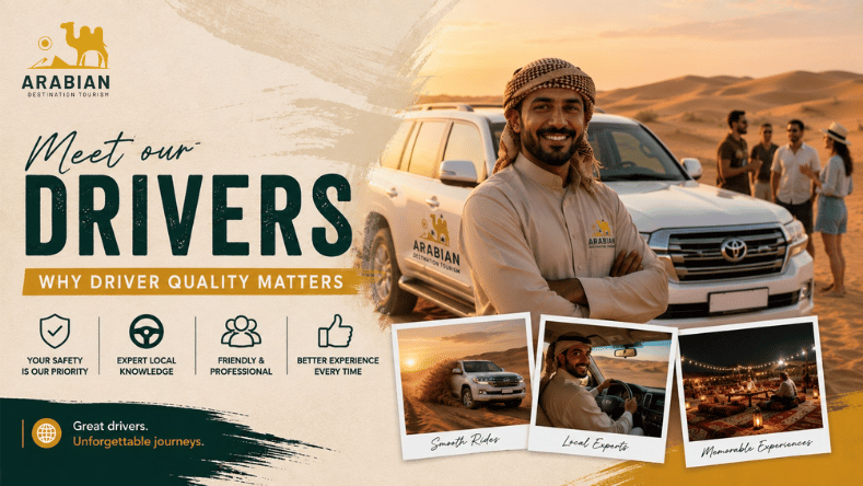 Professional desert safari driver with a 4x4 in Dubai
